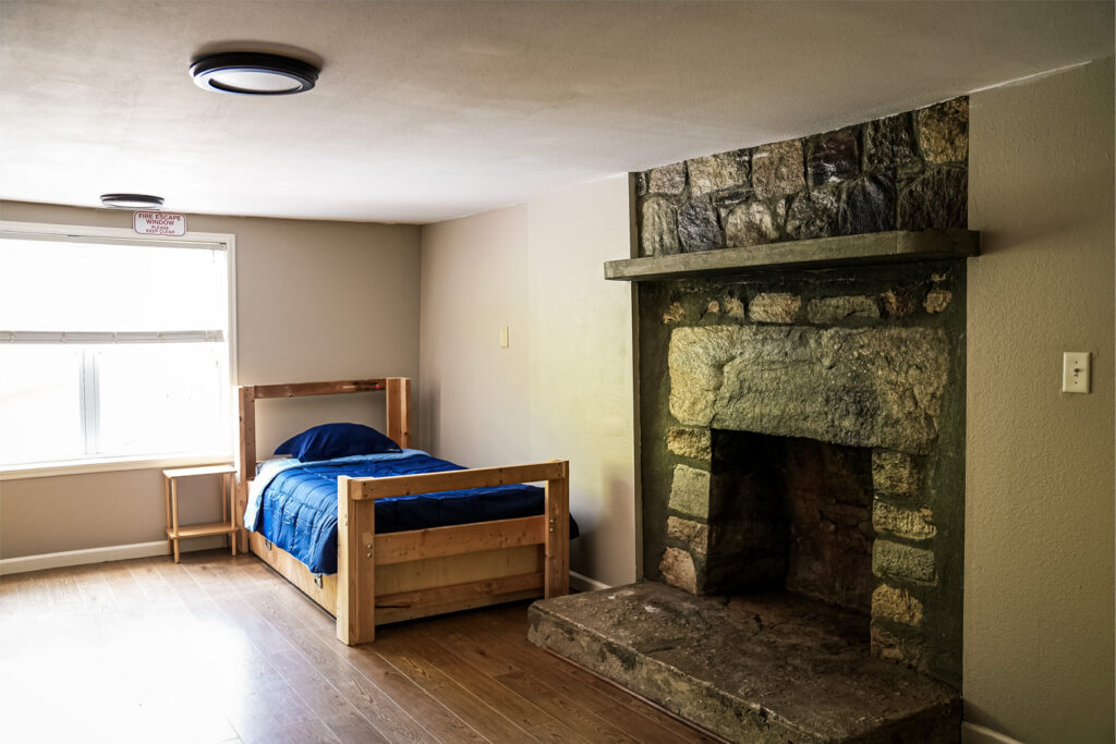 bedroom on campus in the bluerock residence hall